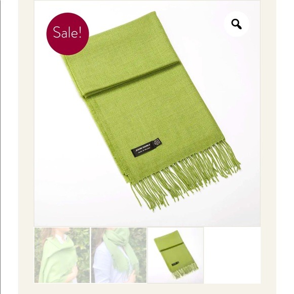 💚🍏 *JOHN HANLY* Large Extra Fine Merino Wool Scarf/Wrap - Picture 7 of 7